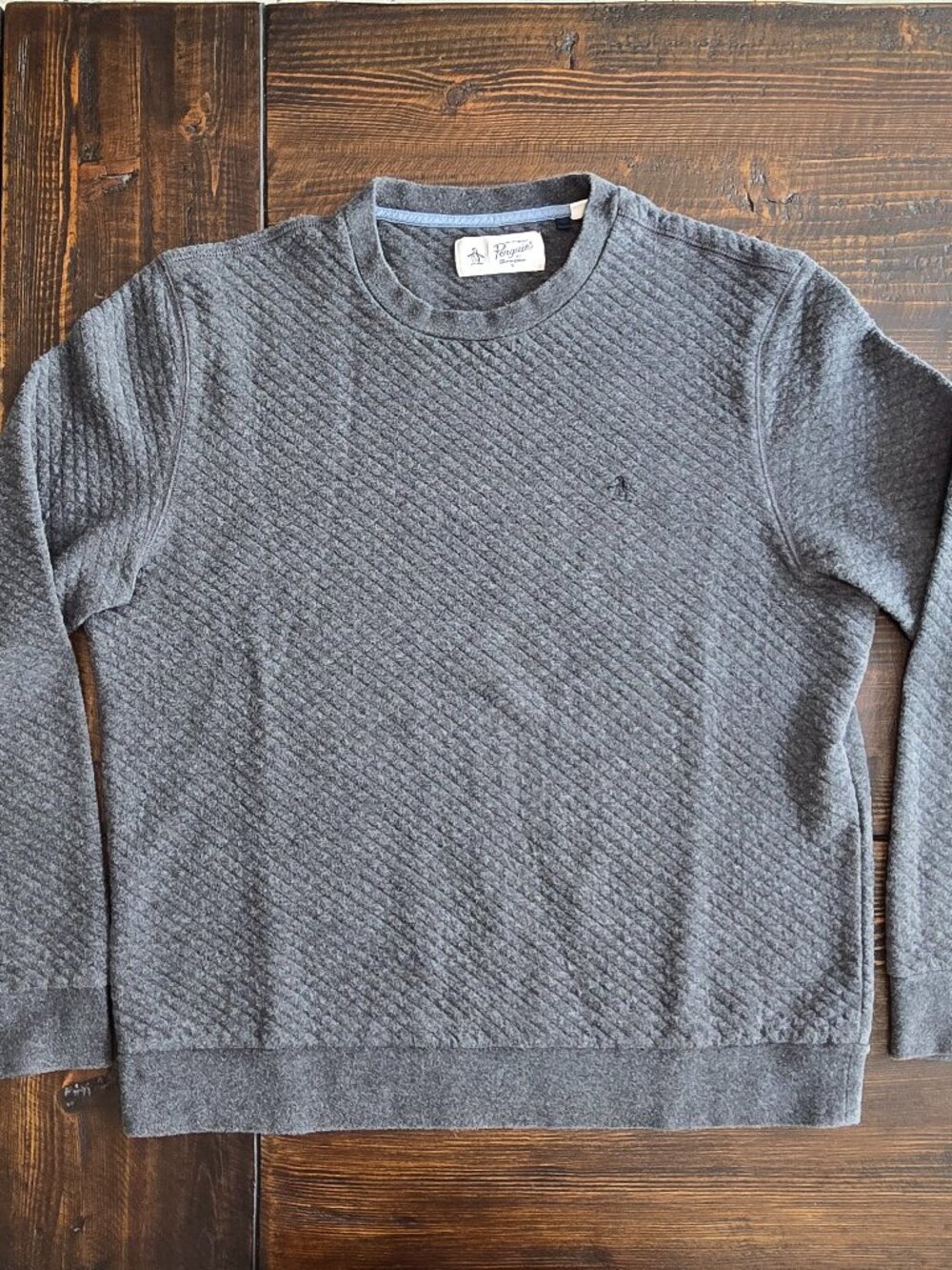 Penguin by Munsingwear Quilted Crewneck Sweater Women's Grey Size Large